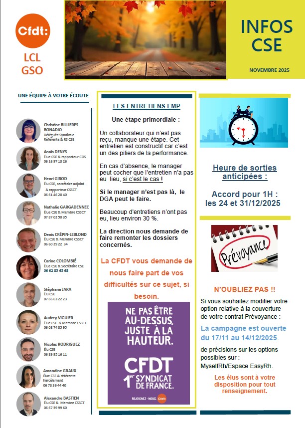 INFOS CSE GSO NOVEMBRE 2025