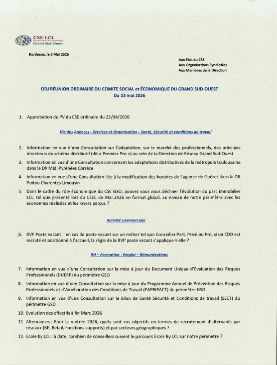 ODJ CSE GSO MAI 2026