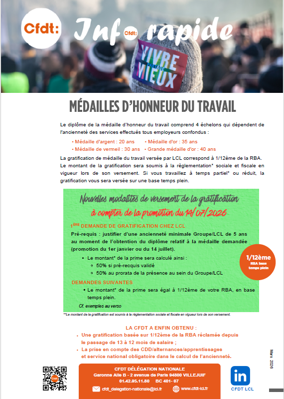 Info rapide " M&eacute;daille du travail"