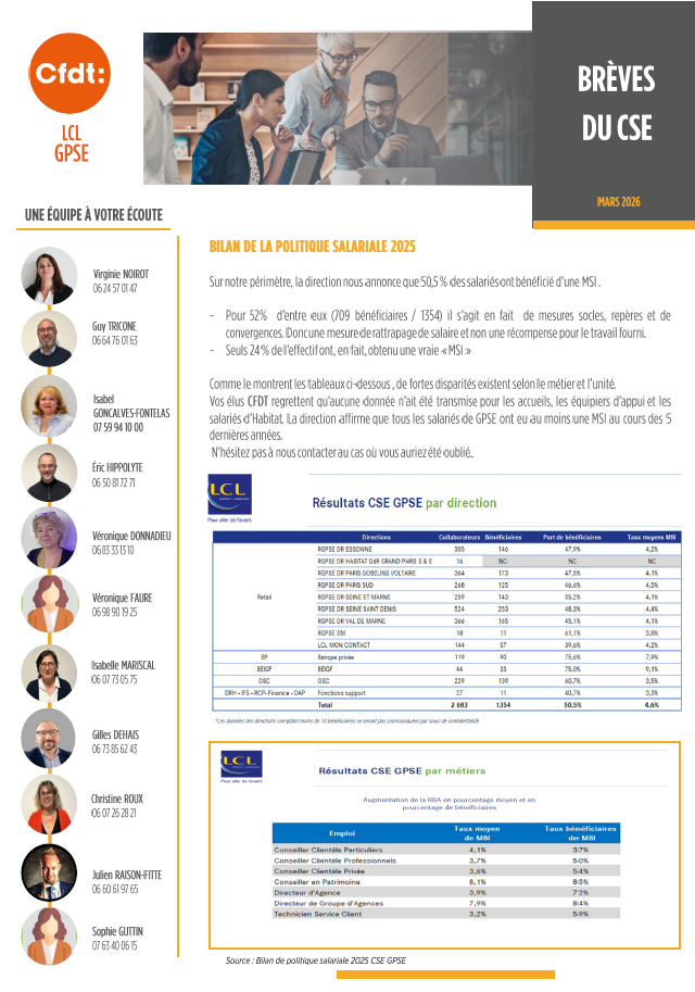 CSE GPSE du mois de mars 2026