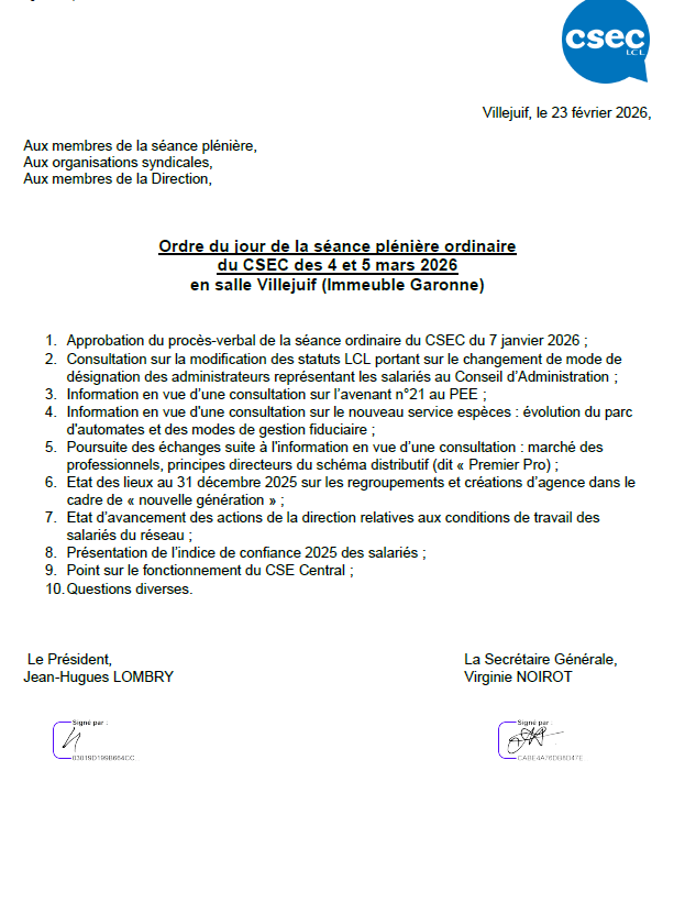 ODJ CSEC du 04-05/03/2026