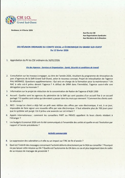 ODJ CSE GSO FEVRIER 2026