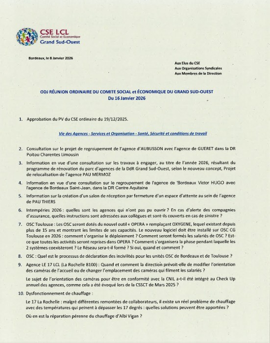 ODJ CSE GSO JANVIER 2026