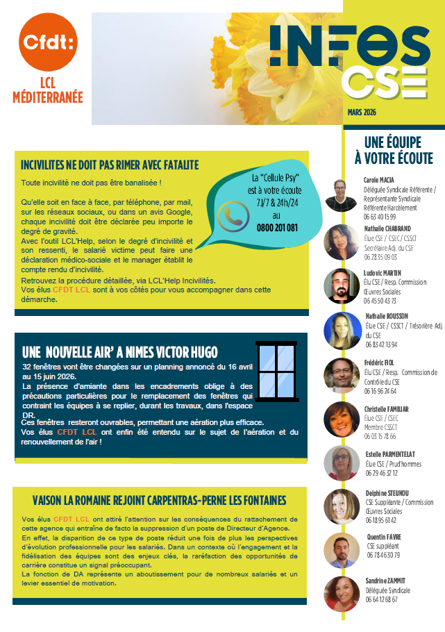 CSE M&eacute;diterran&eacute;e de mars 2026