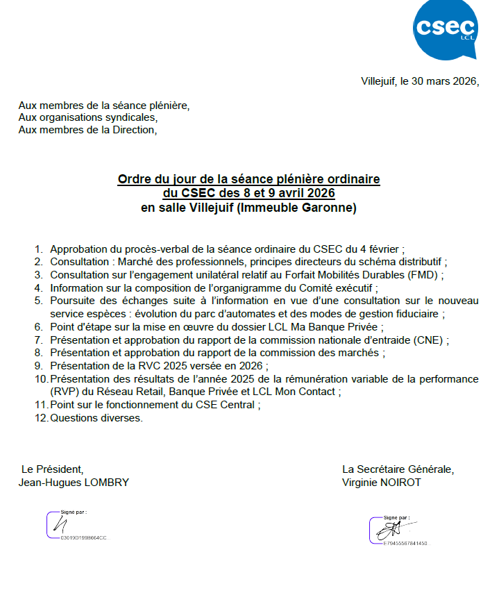 ODJ CSEC du 08 et 09/04/2026